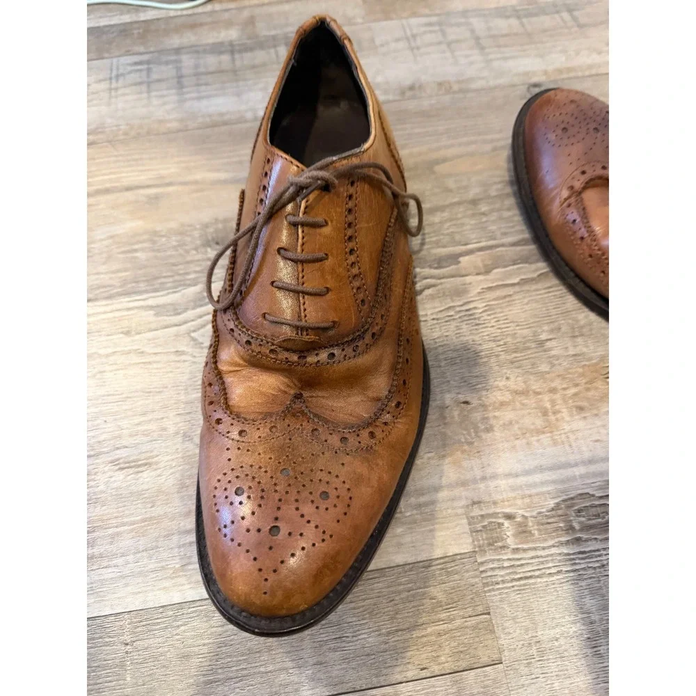 To Boot New York Mens Wingtip Oxford Brogue Italian Leather Tan Size 9